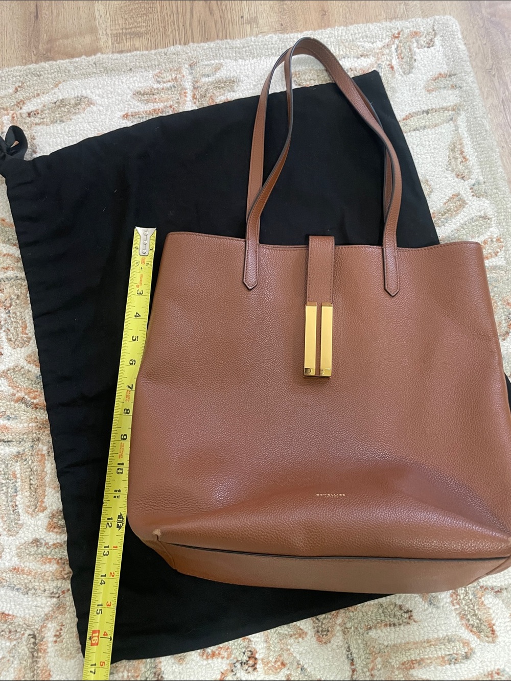 DeMellier Vancouver Tote Bag | Cognac Leather Tote with Gold Hardware - Picture 11 of 16
